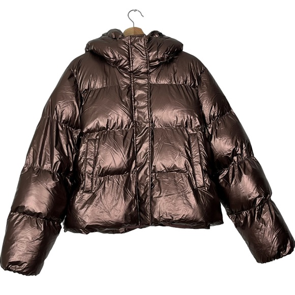 NOIZE Athena Metallic Hooded Puffer Jacket - Picture 3 of 16